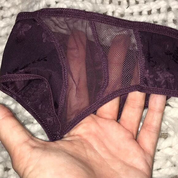 Pink or Eggplant Colored Lace & Floral Garter Belt - Picture 7 of 7